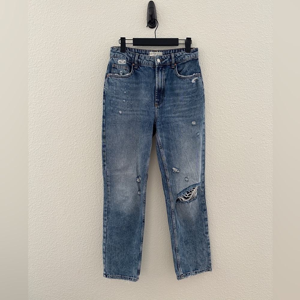 We The Free High Rise Distressed Blue Jeans